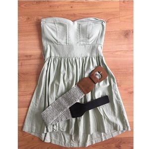 Pale Green Strapless Dress with Detachable Belt